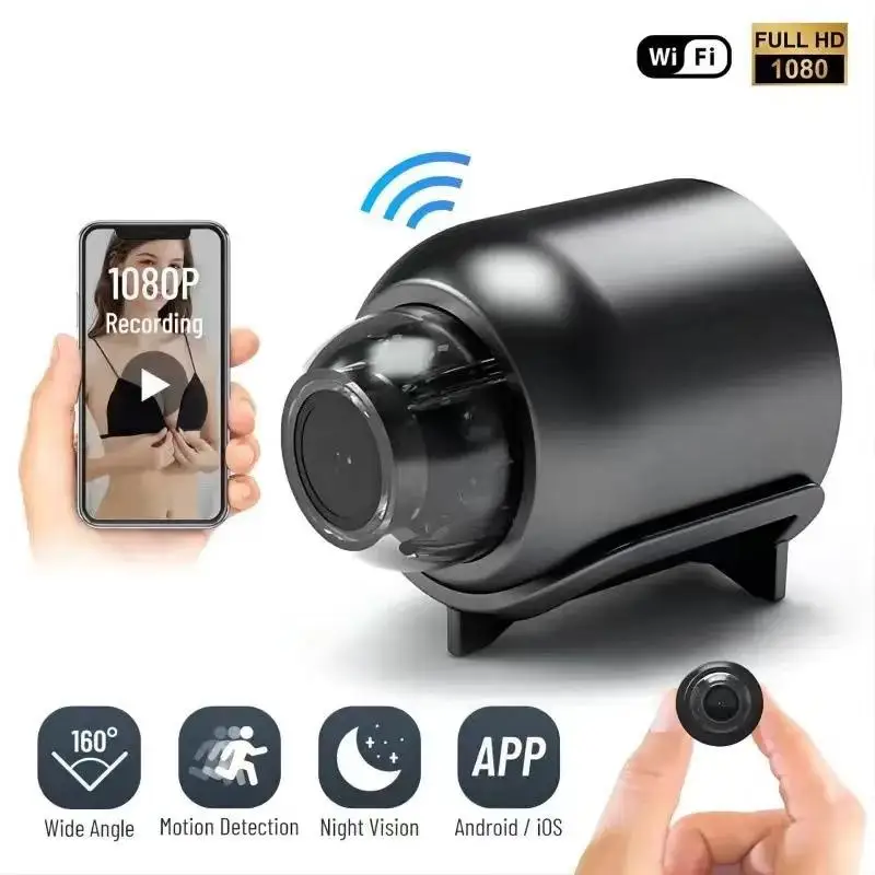 كاميرا واي فاي صغيرة ميكروفون HD 1080P كاميرا DV لاسلكية مراقبة في الوقت الحقيقي عرض عن بعد لمكتب السيارة والمنزل
