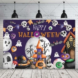 Halloween Backdrop Magic Witch Store Black Cauldron Bookshelf Pumpkin Background for Photography Trick or Treat Party Decoration