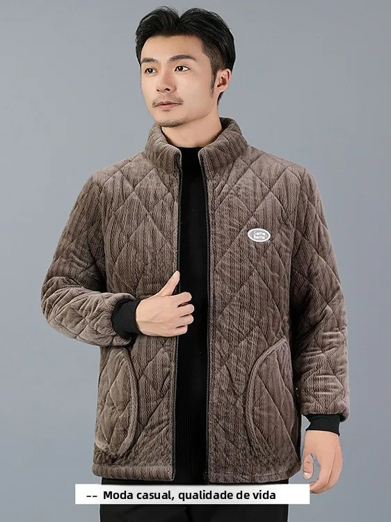 thickened-fleece-winter-cotton-cover-up-shirt-men's-wear-resistant-stainproof-long-sleeve-zipper-closure-color-top