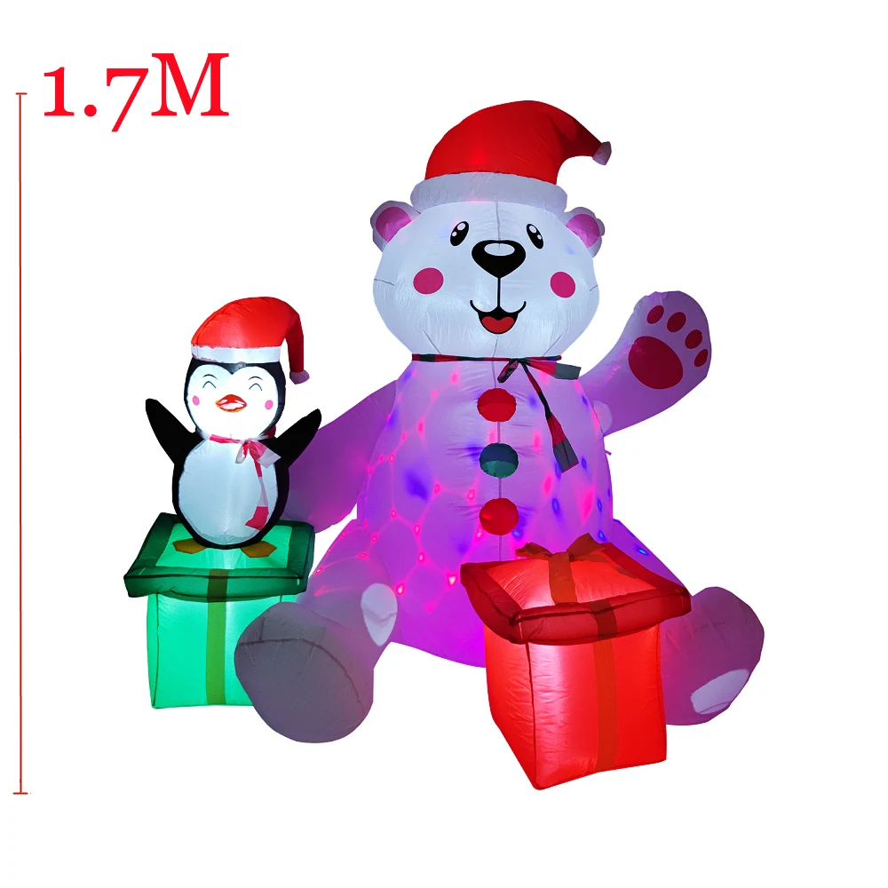 الدب القطبي والبطريق القابل للنفخ لعيد الميلاد بطول 6 أقدام، مصابيح LED مدمجة، حديقة فناء مناسبة، حديقة، ديكور مربع للعطلات #6