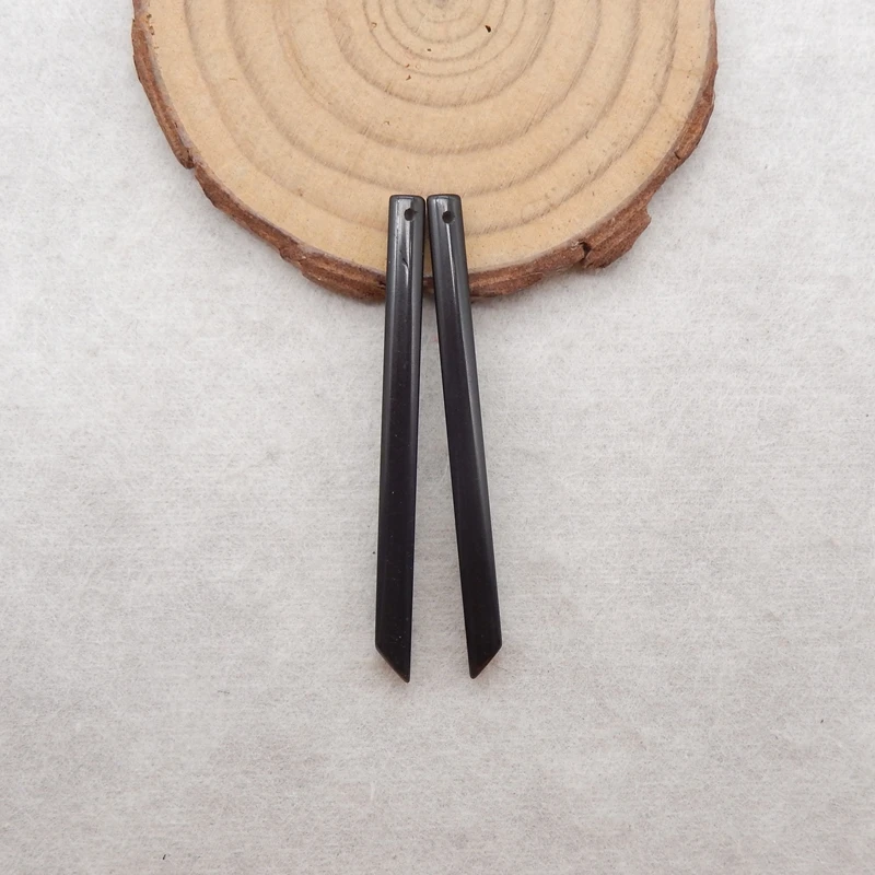 Natural Obsidian Long Earring Beads 52x4mm 3.3g Fashion Jewelry Earring Accessories - Unique Natural Stone Fashion Accessory