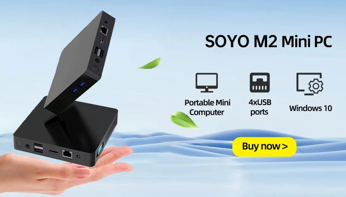 2025 New Meijie SOYO Mini PC M2, CPU: Intel N3350 The Dual Band WiFi System Window10 Supports Bluetooth HDMI, 6GB RAM 64GB ROM