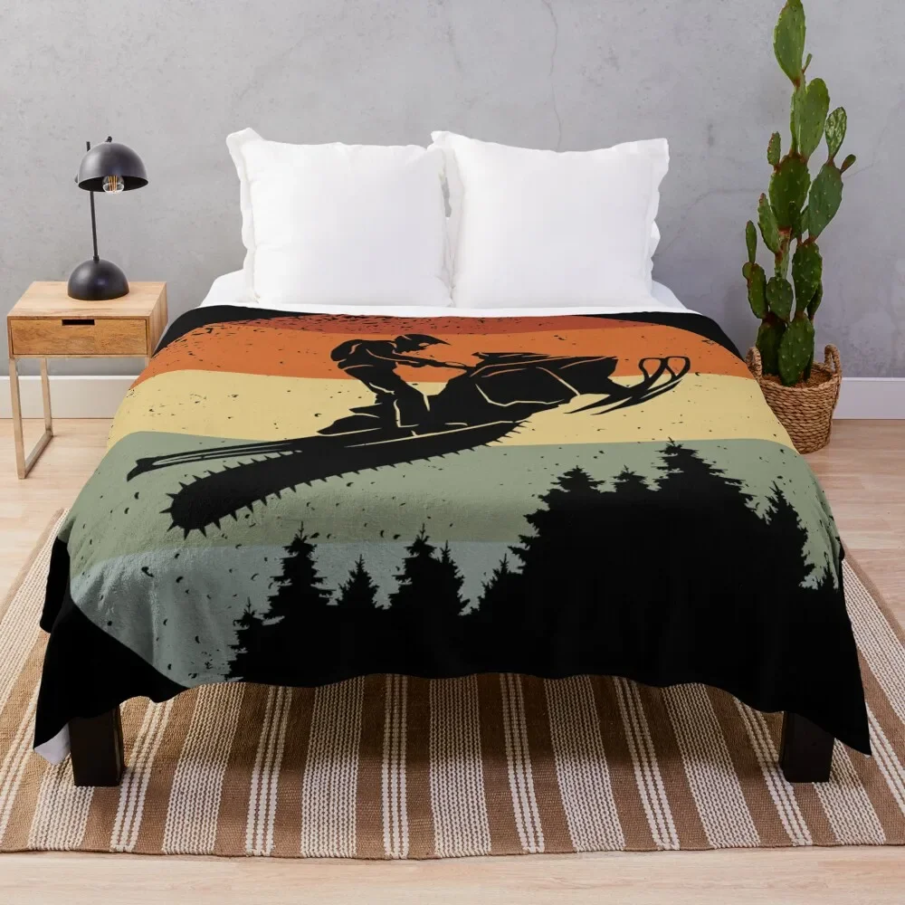 

Snowmobile Retro Throw Blanket Flannel Fleece Soft Warm Throw Blanket