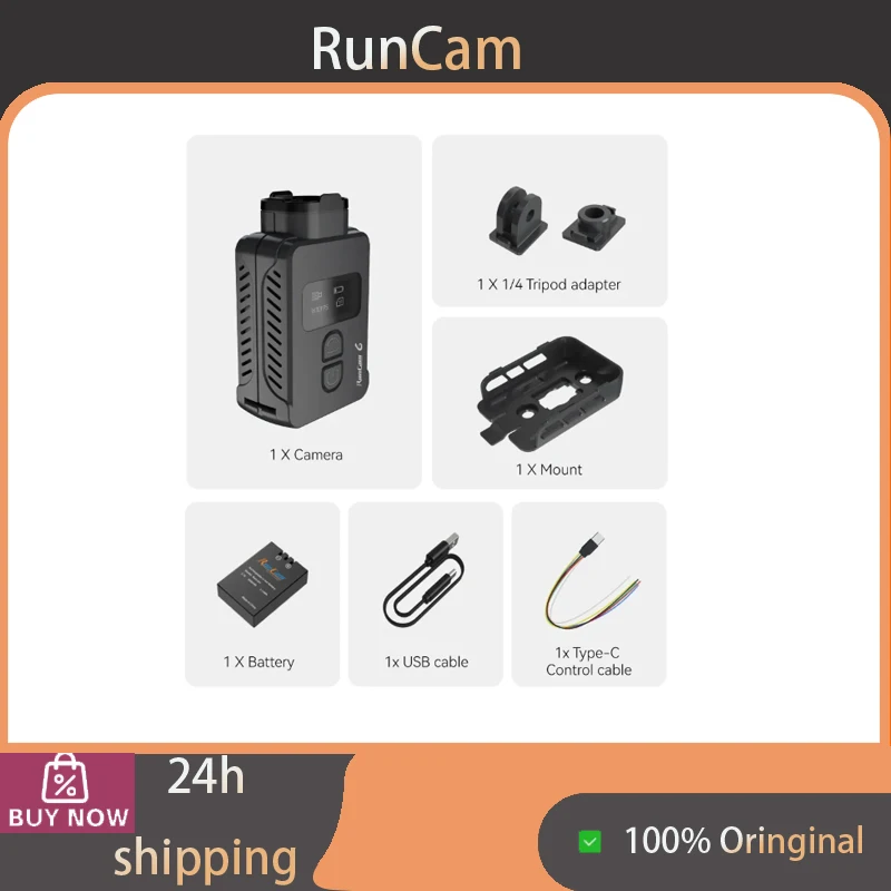 RunCam 6 4K FPV Action Sports Camera Kit,  IMX377 1/2.3 Inch Sensor, 4K@30fps, 155° Wide FOV, WiFi, EIS GyroFlow Stabilizati