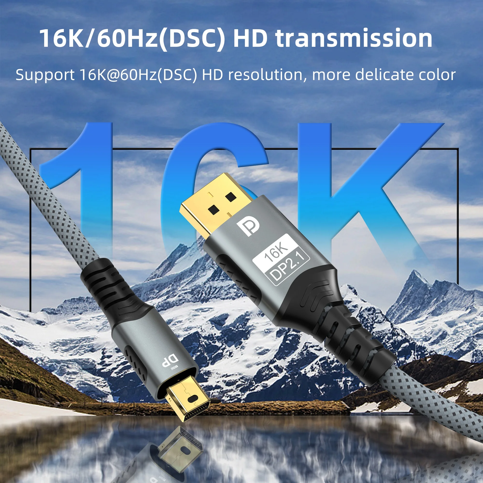 Mini-DP zu DisplayPort Kabel DP2.1 Bidirektionales Konvertierungs-Übertragungskabel 16K@60Hz 8K@120Hz für MacBook Air Monitor – Detail 4