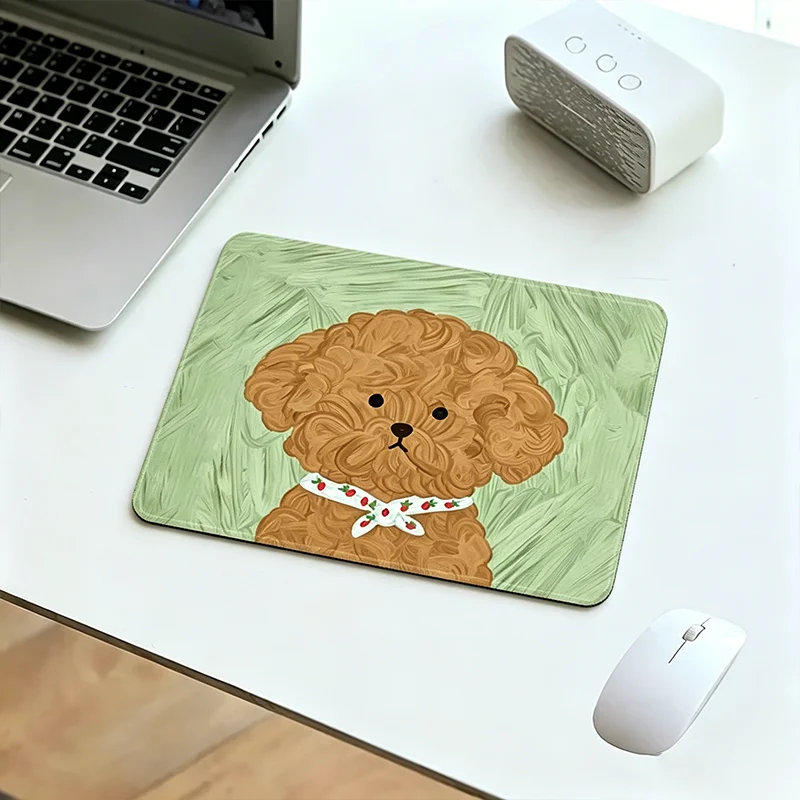 Cute Dog Mouse Pad, Rubber Non-slip Desk Mat for Office & Gaming, Poodle/White Dog/Schnauzer/Smiley Dog, Universal