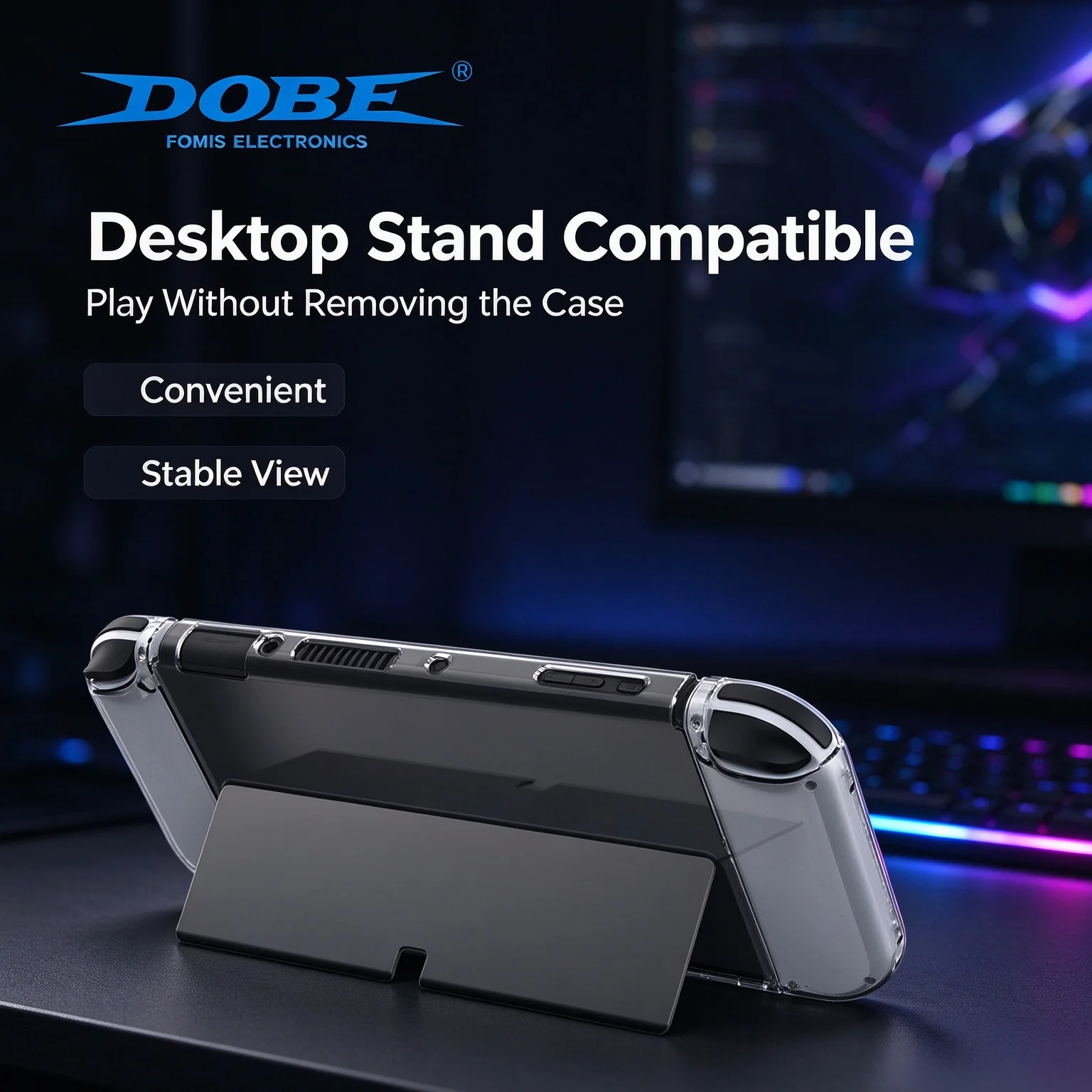 Anti-Scratch Anti-Drop Protective Case Set for Switch OLED by DOBE, PC Hard Shell+TPU Joy-Con Covers