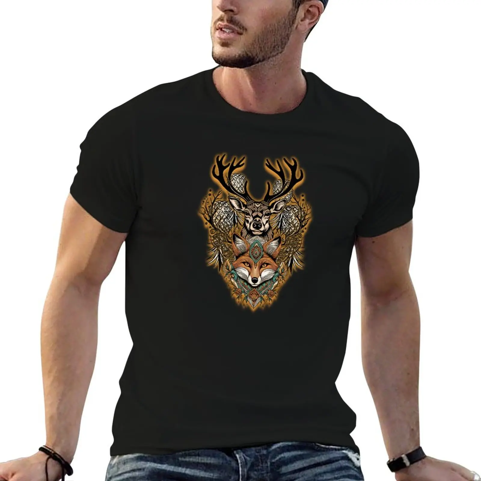 

Vixen and Stag Upside-down Pineapples T-Shirt t shirts for man graphic vintage mens graphic t shirts T-Shirt