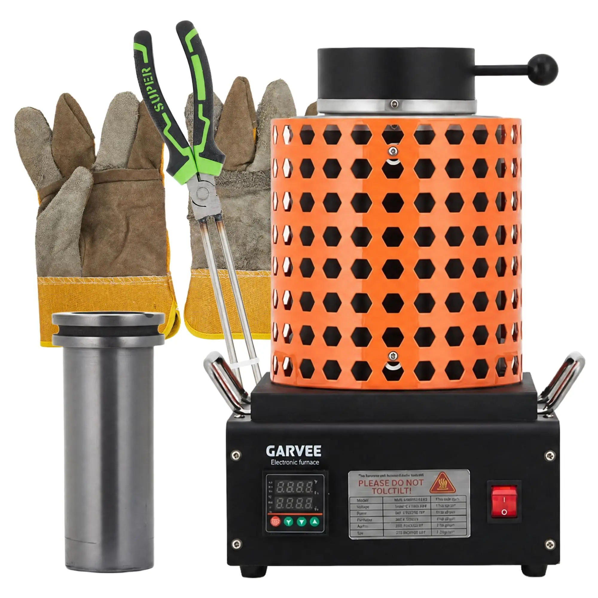 Resistance Gold Melting Furnace 3KG 1800W 2102°F Digital Smelting Furnace Kiln Kit Tool with Graphite Mold for Jewelry Recycling Melt Scrap Copper Gold Silver Aluminum 334m