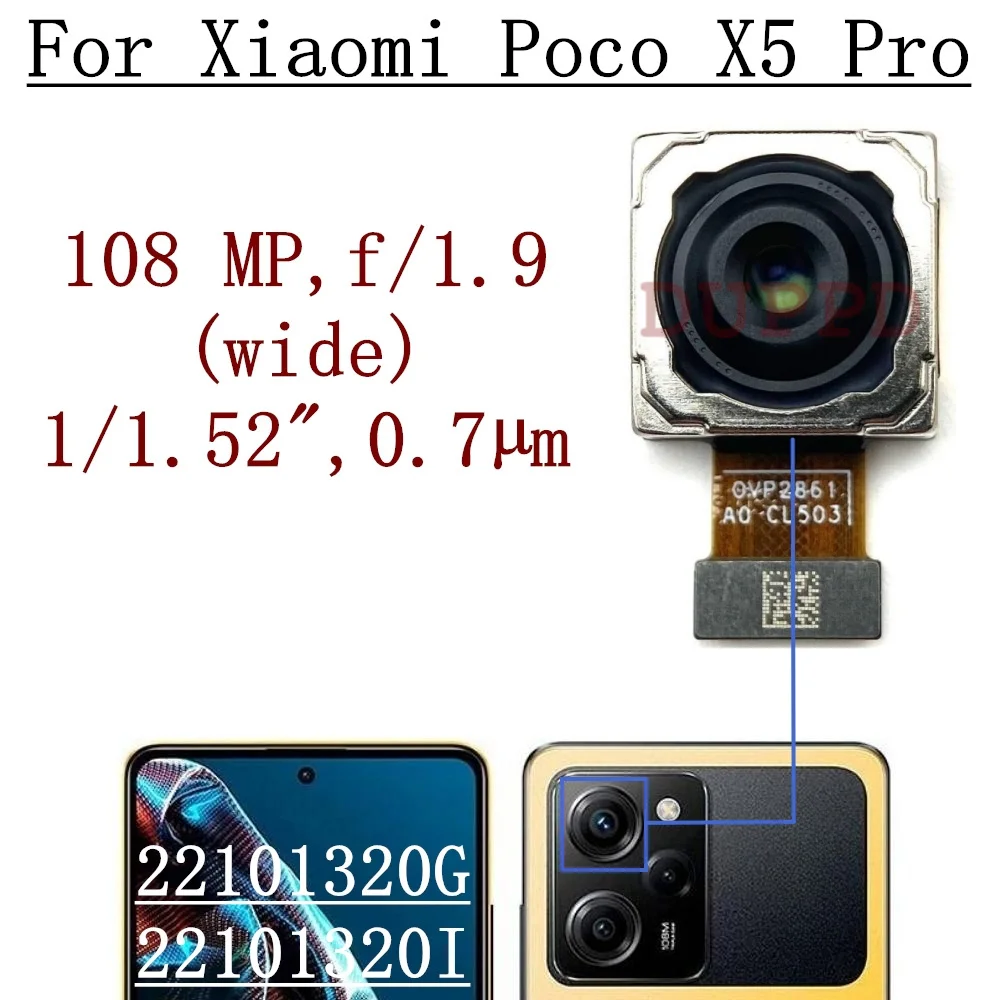 Rear Camera For Xiaomi Poco X3 GT Pro X4 GT M5 M4 M3 X5 Pro 5G Back Facing Main Backside Camera Module Flex Repair Spare Parts