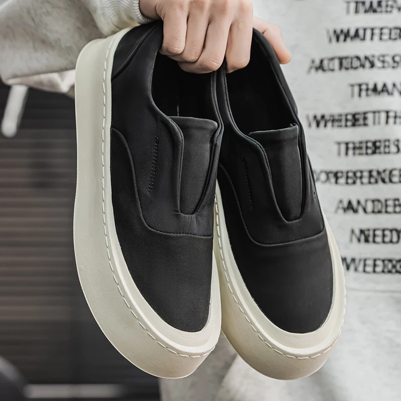 

Fashion Platform Men's Casual Shoes Breathable Lightweight Canvas Shoes Slip on Flats Man Loafers Comfortable Lazy Walking Shoes