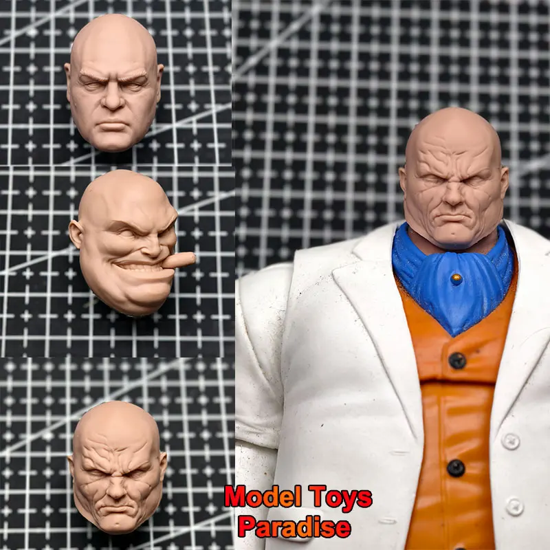 

Unpainted 1/12 Men Soldier Kingpin Head Carving Marvel Super Villain White Model Head Sculpt Fit 6inch Action Figure Body