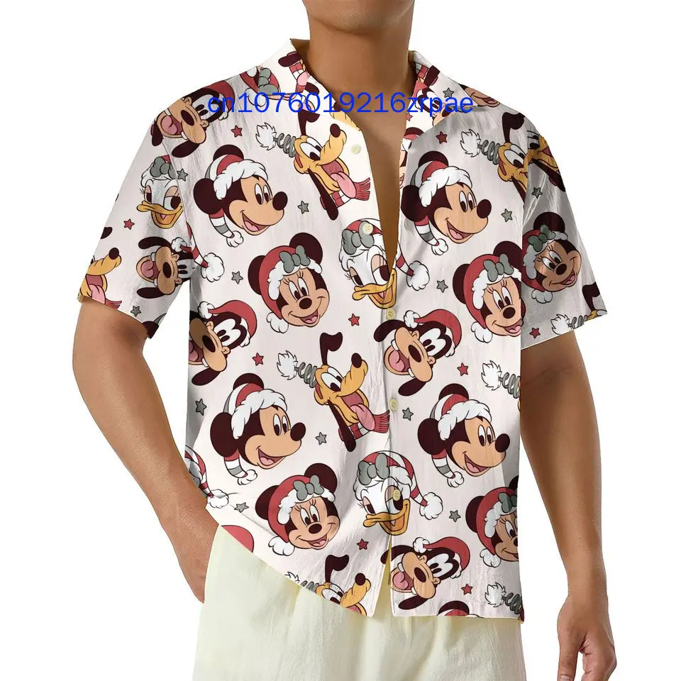 Disney Mickey and Friends Vintage Hawaiian Shirt 3D Print Men's And Women's Kids Button Down Short Sleeve Shirt