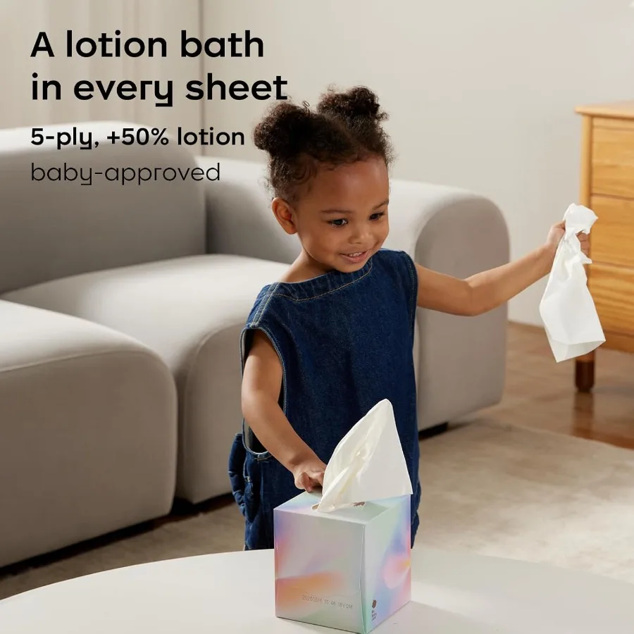 Lozione Tessuti per il viso Scatole da 8 cubi Materiali ipoallergenici a base di piante Pulisci e delicati Elementi essenziali per bambini 60 fazzoletti per scatola 5 strati per