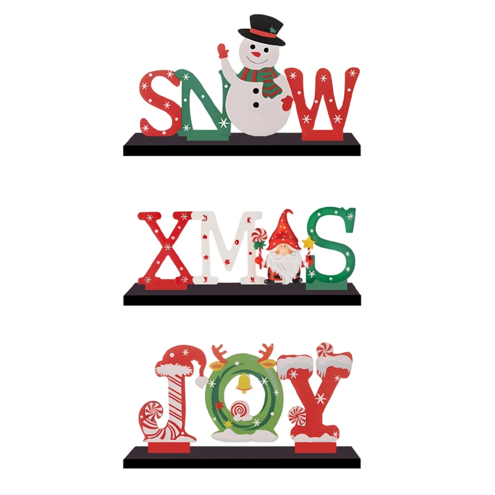 

3 шт., рождественские деревянные дисплеи, рождественский обеденный стол, центральное украшение, 9,27*16 см, 6,95*16 см, 8,72*16 см, настольное декоративное украшение
