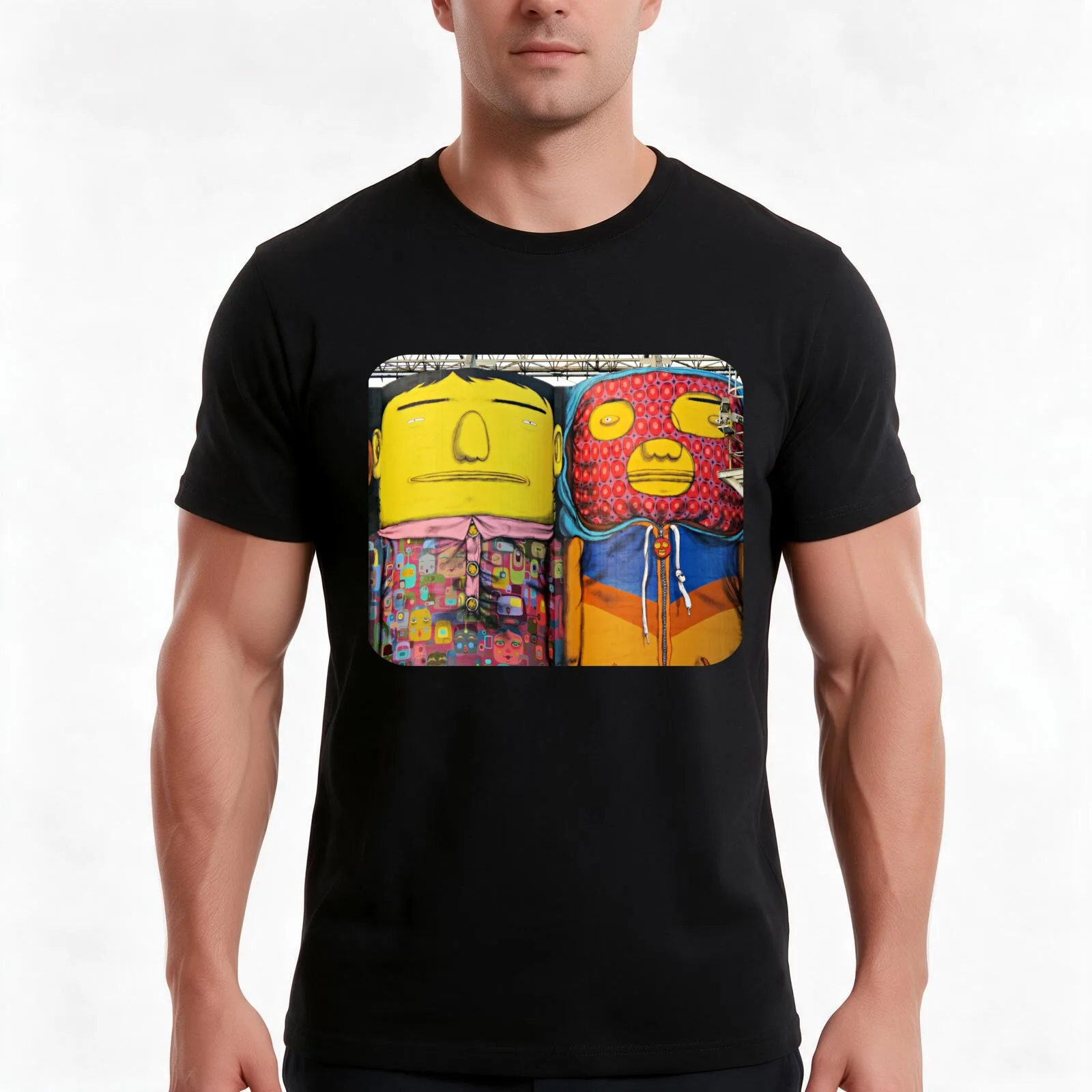 Cement People T-Shirt, Summer Casual Cotton Tee, Oversized Streetwear Tops, Vintage Graphic Print, Loose Fit Short Sleeve