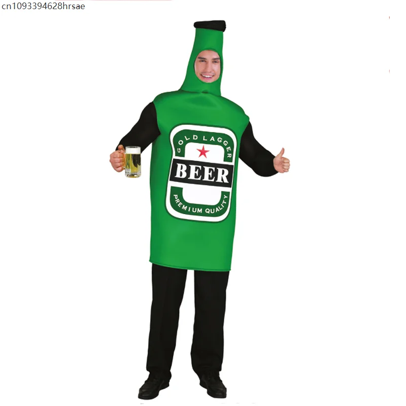 

2025 New Arrival Unisex Green Pale Lager Drink Halloween Dress Up Adult Beer Bottle Costume