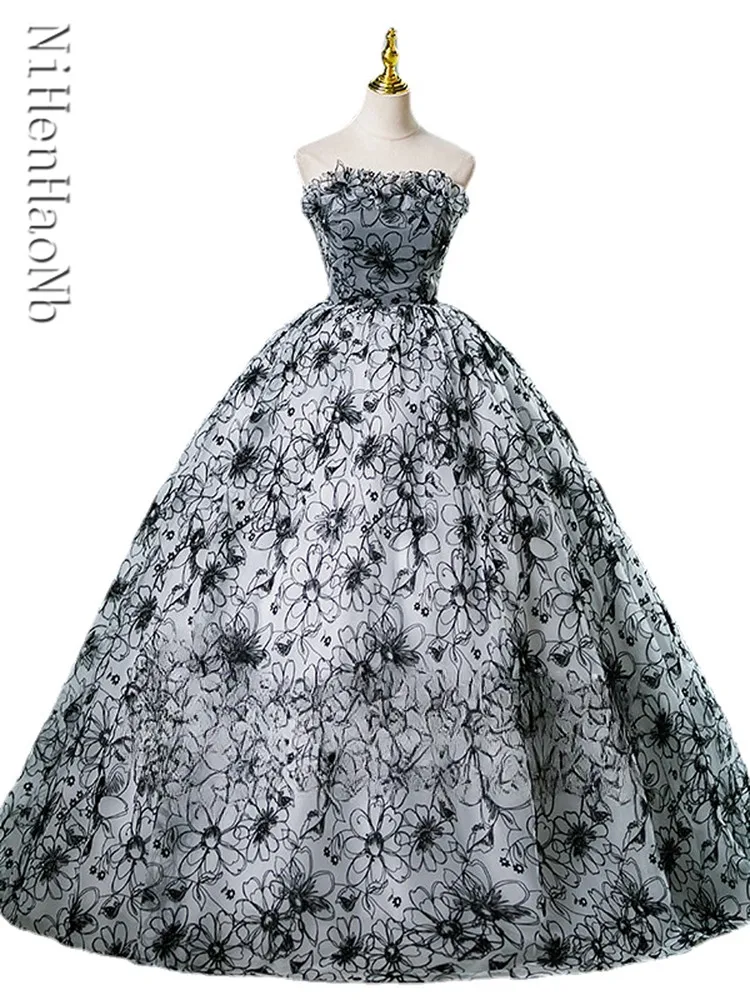 

Элегантные вечерние платья Quinceanera, 2023, классическое длинное бальное платье с цветами, длиной до пола, банкетные платья