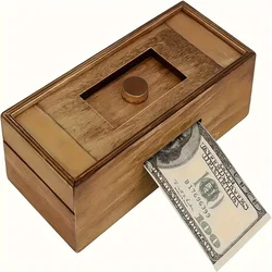 Wooden Puzzle Money Box with Secret Compartment for Adults Brain Teaser Gift Suitable for Birthday Surprise Gift Money Box