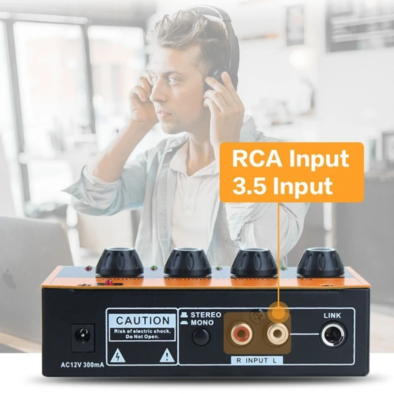 4CH Headphone Amp Portable Sound Amplifier 4-Way Independant Control Button Drop Shipping