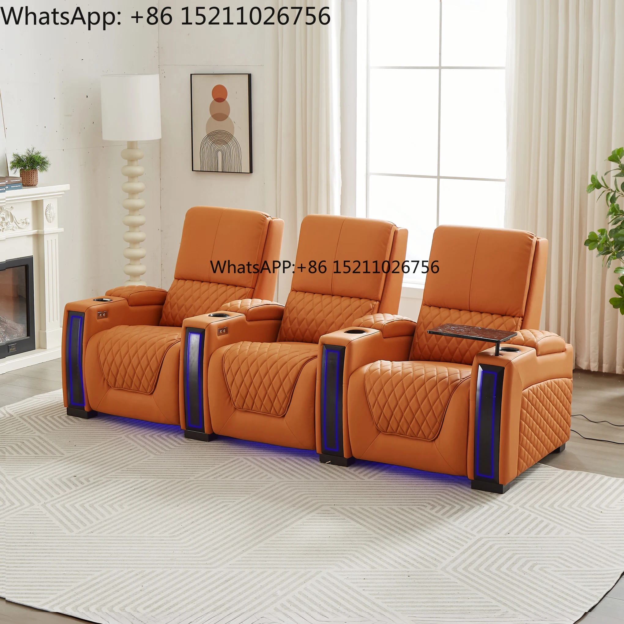 Latest Design Manufacturer Direct Sales Electric Seat Genuine Leather Home Theater Seat Lying Chair Movie Home Theater Sofa
