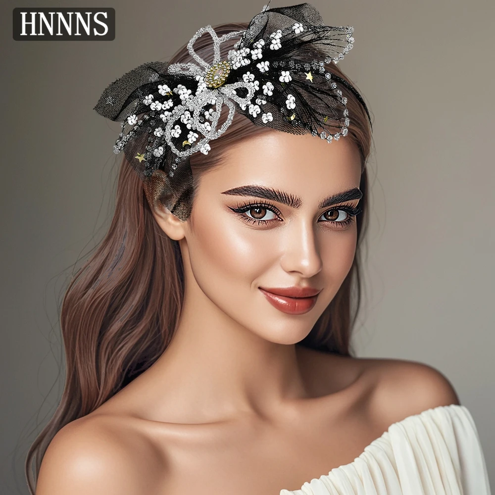 

TOPQUEEN Elegant Wedding Bridal Headband Handmade Beaded with Lace Weaving Fashionable Ladies Banquet Party Headwear YXA110