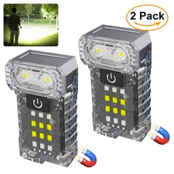 Mini Portable EDC Keychain Flashlight USB Rechargeable Work Emergency UV Detection Torch Bright Outdoor Camping Lantern