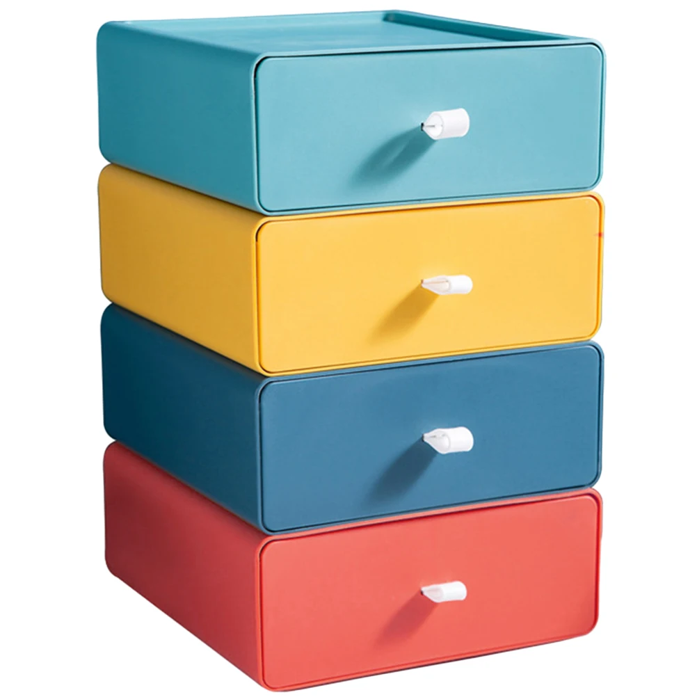 

4 Pcs Box Stackable PP Material Desktop Storage Drawer ganizer Drawer Table Case With 4 Compartments For Small Items