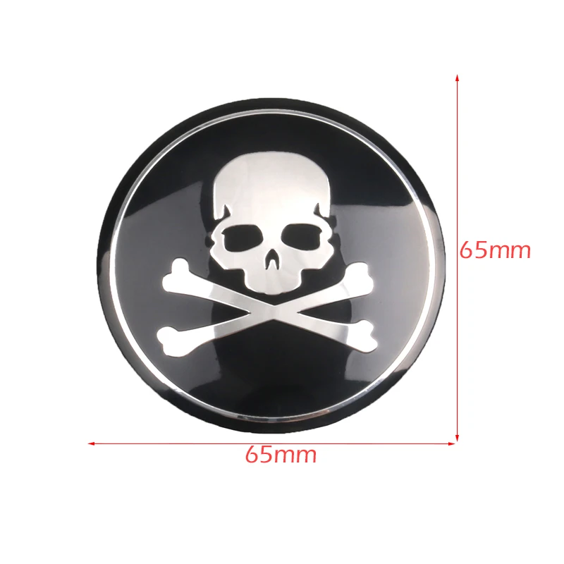 4PCS 56/65mm 3D Aluminum Skull Skeleton Crossbones Badge Auto Wheel Center Cover Stickers Hub Caps Decals Car Decor Accessories