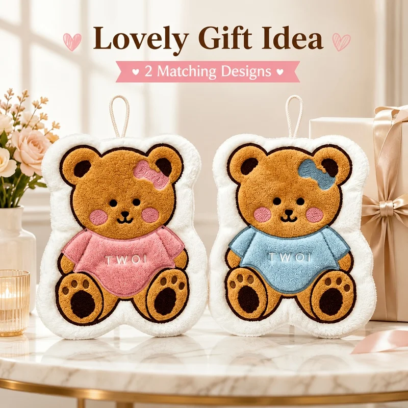 Adorable Butter Bear Hanging Hand Towel Companion Gift Soft Thickened Absorbent