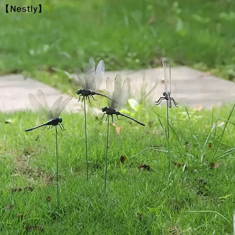 Mosquito Repellent Simulation Stick Dragonfly Rope Dragonfly Repellent Artifact Dragonfly Stakes Yard Plant Lawn Decor〔Nest〕