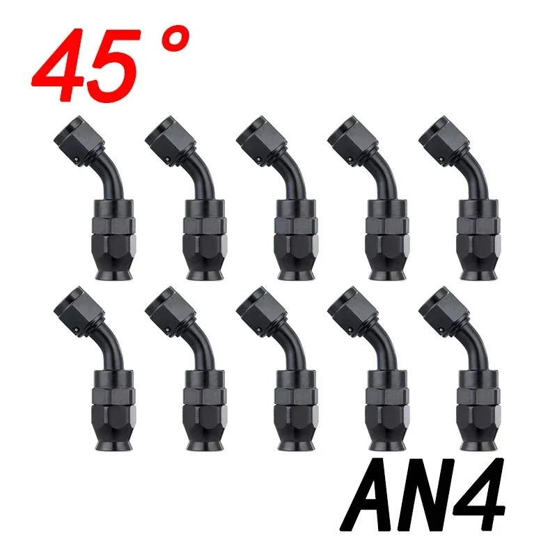 10x Universele Rechte 0 45 90 180 Graden AN3 AN4 AN6 AN8 AN10 AN12 Slanguiteinde Fitting Slang Adapter Voor Swivel PTFE Olie Brandstofleiding