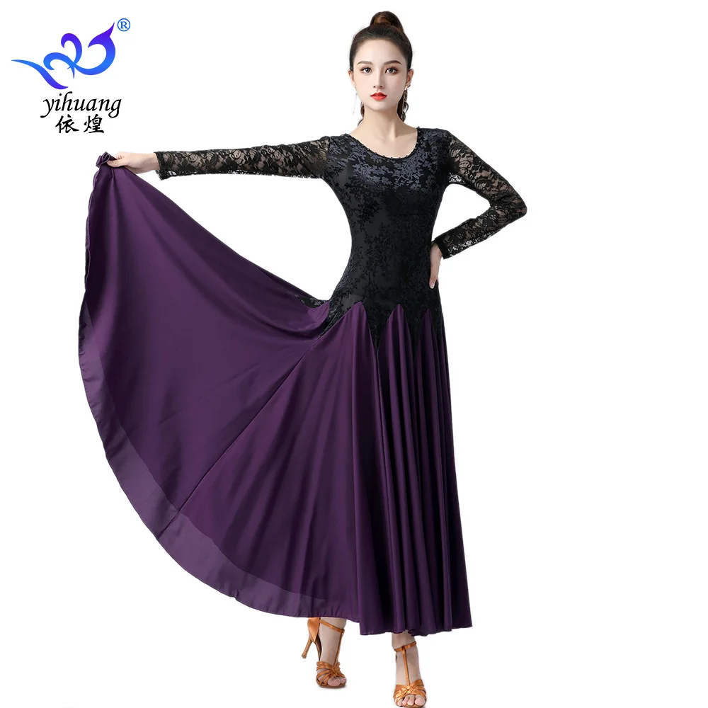 1pcs/lot Ballroom Dance Dress Women Performance Costumes Modern Standard Tango Waltz lace dress