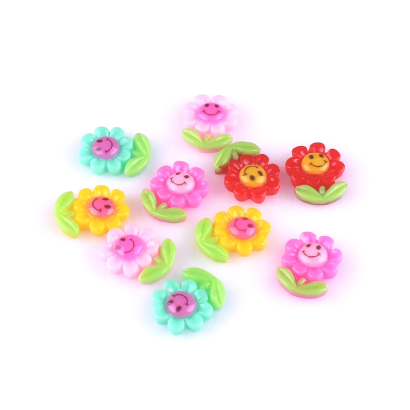 10pcs Cute Flower Flatback Resin Cabochon Hair Rope Phone Case Home Decor DIY Scrapbooking Embellishments Crafts Accessories