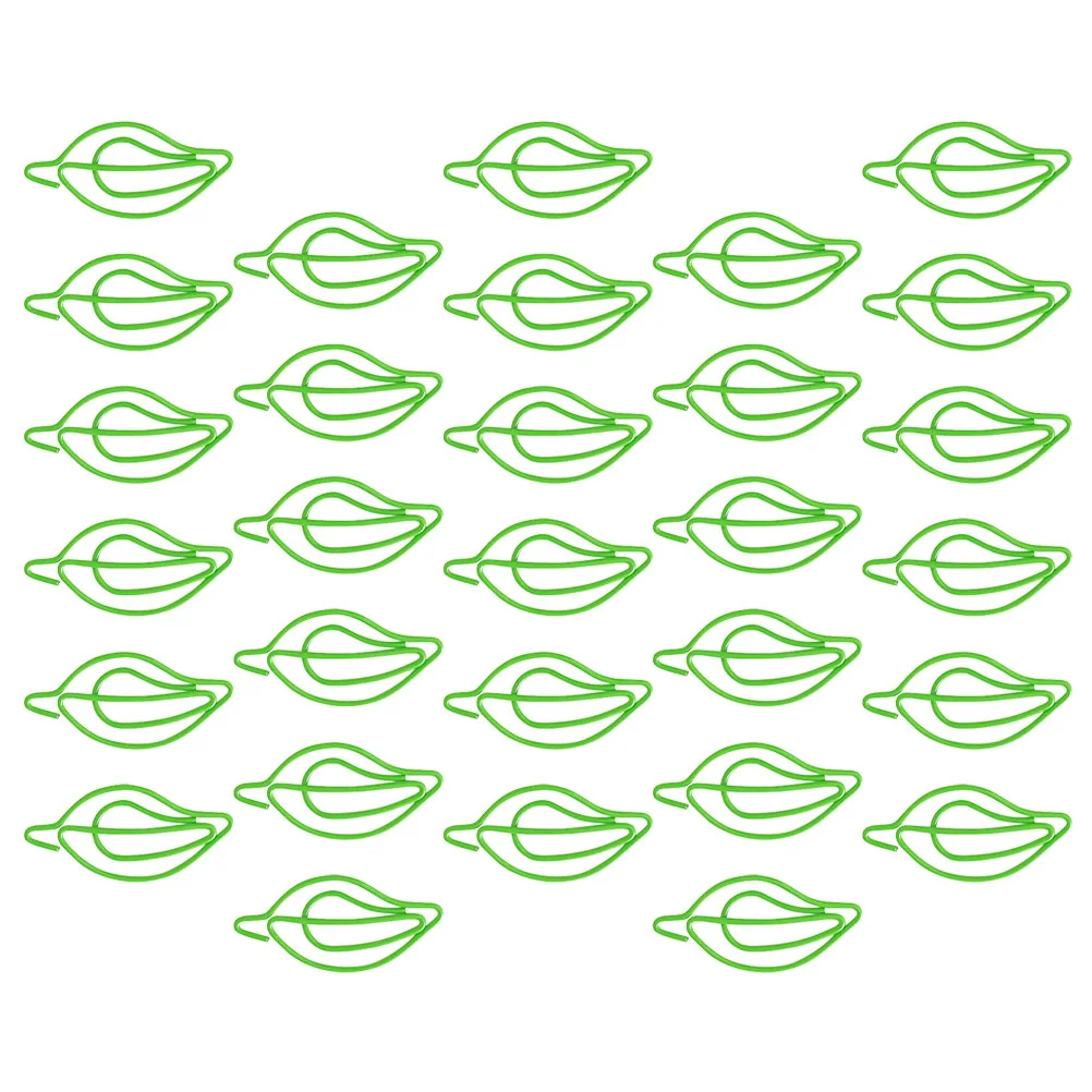 30 Pcs Folder Leaf Paper Clip Student Office Supplies Decor Clips for File Metal