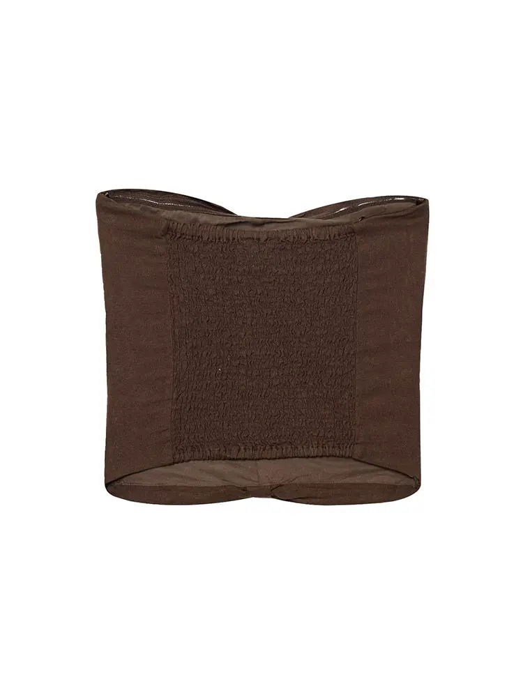 2025 الصيف مطوي المرأة المحاصيل القمم واحدة الصدر الديكور البنطال القصير قبالة الكتف بلوزات بلا حمالات للنساء قمة الحفلات