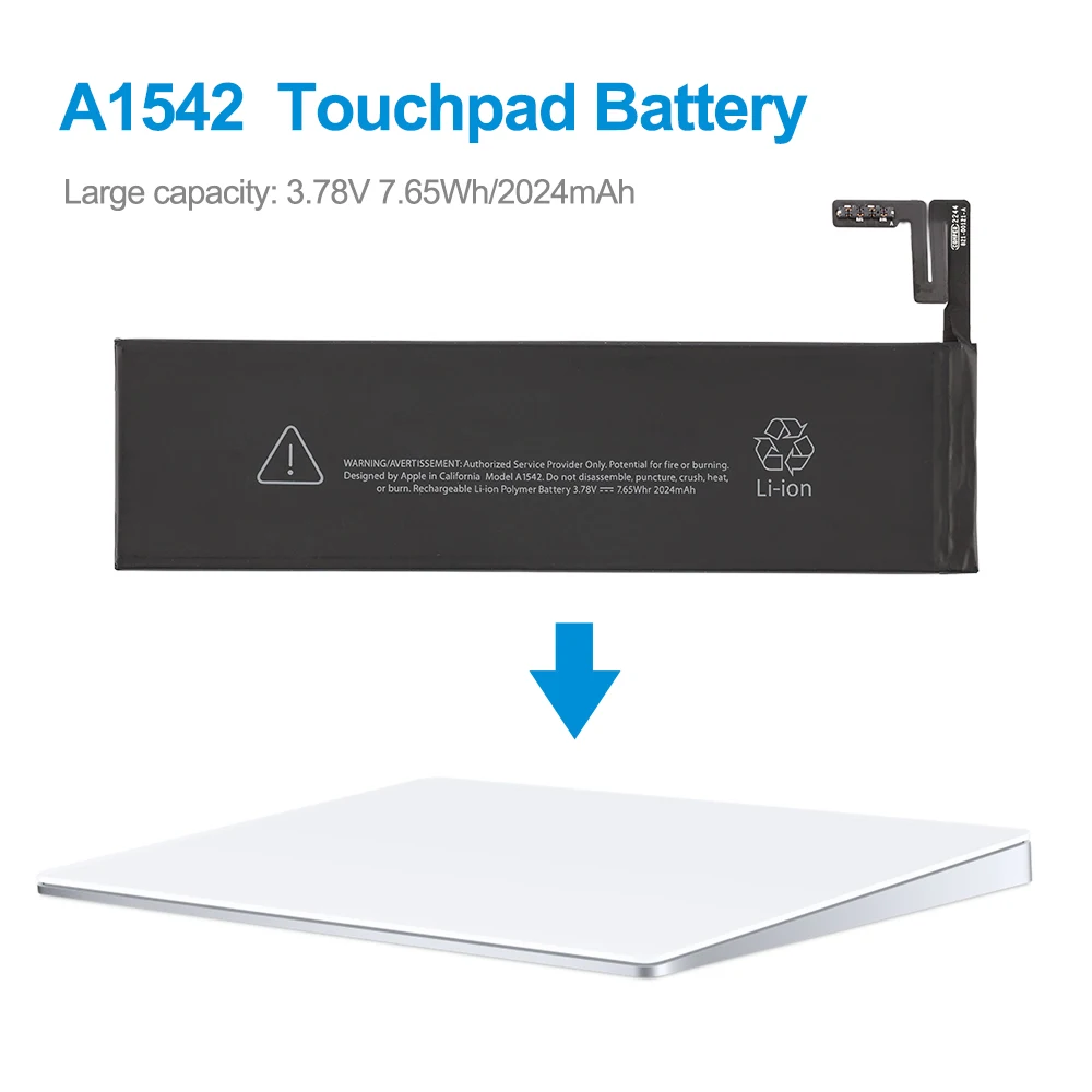 A1542 Rechargeable Li-ion Polymer Battery For Apple Magic Trackpad 2 Touchpad  3.78V 7.65Wh/2024mAh
