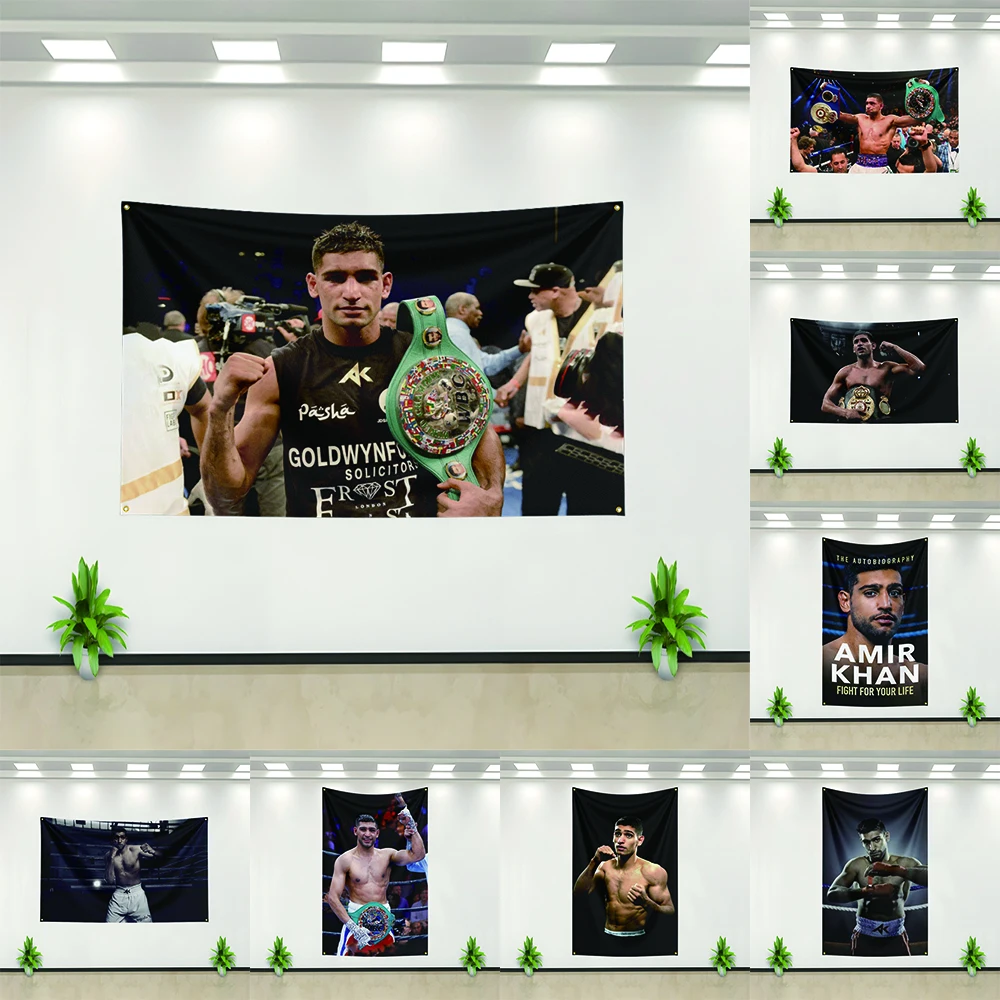 

A-Amirs Khans Flag Boxer Banner 3x5ft Wall Hanging Covering Concert Flag Background Wall Tapestry Bedroom Decoration