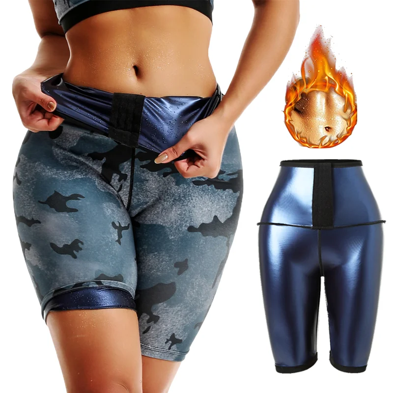 Frauen Camouflage Sauna Anzug Sweat Shorts Gewicht Verlust Leggings Hohe Taille Hose Sport Fitness Abnehmen Workout Sportswear Gym