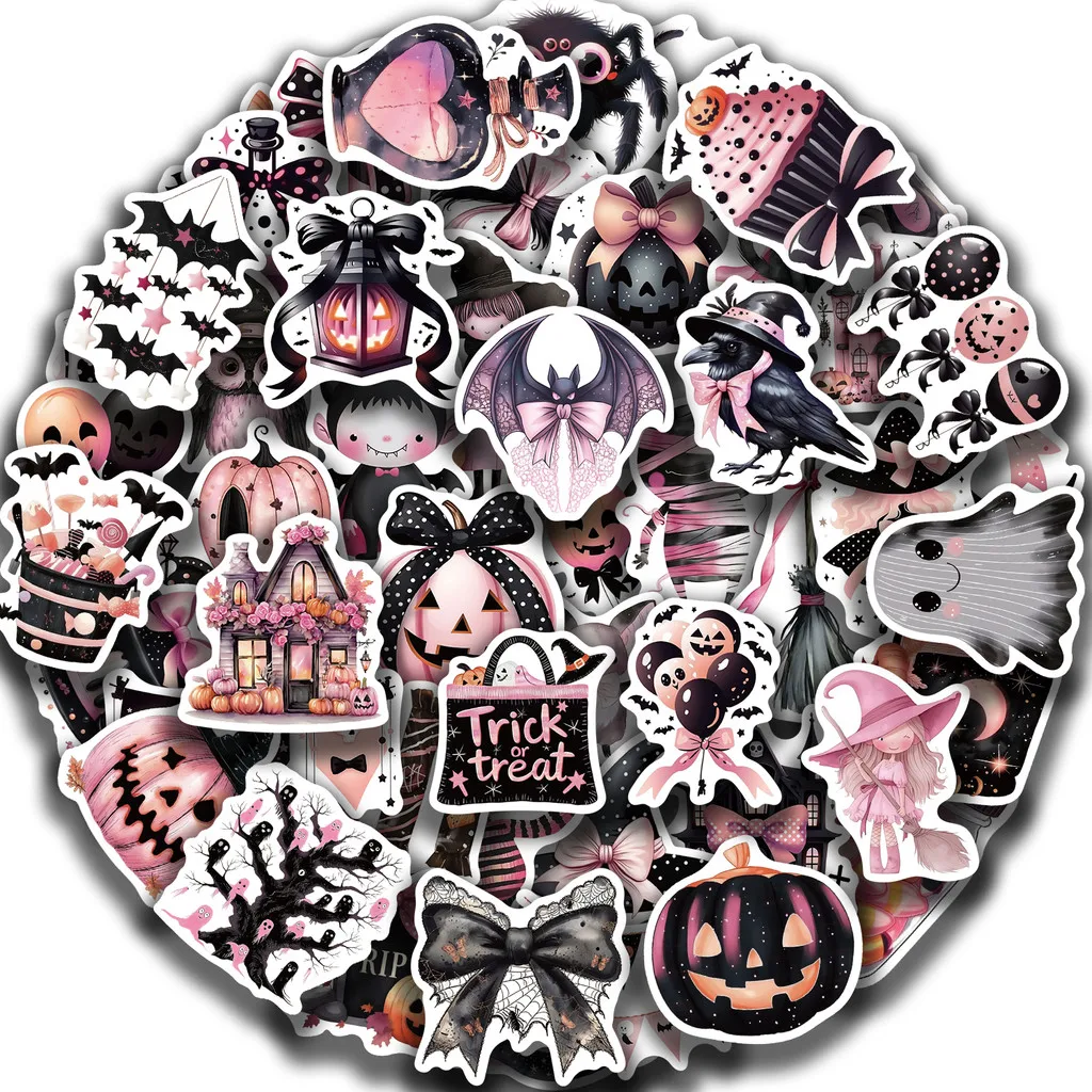 50 Sheets Craft Blank Halloween Decals, Bat Jack-o-lantern Print Stickers for Wooden Sign DIY, Clay Trinket Giajar Sticker Store