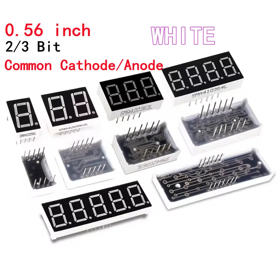 

0.28Inch Digital Tube LED Display 2Bit 3 Bit White Common Anode / Cathode 7 Segment 0.28 inch high-brightness white