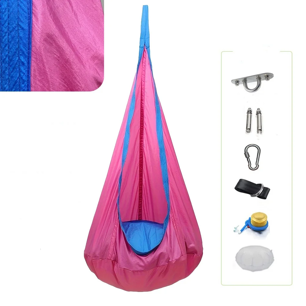 Assento de balanço infantil com luz LED Cadeira de balanço sensorial infantil Cadeira de rede de terapia interna e externa com kit de cabide para TDAH