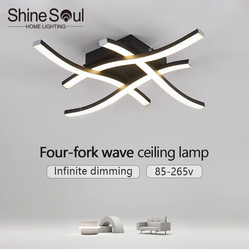 

Modern LED Ceiling Light Living Room Dining Room Bedroom Balcony Chandelier 28W Curved Design Remote Dimming Home Panel Light