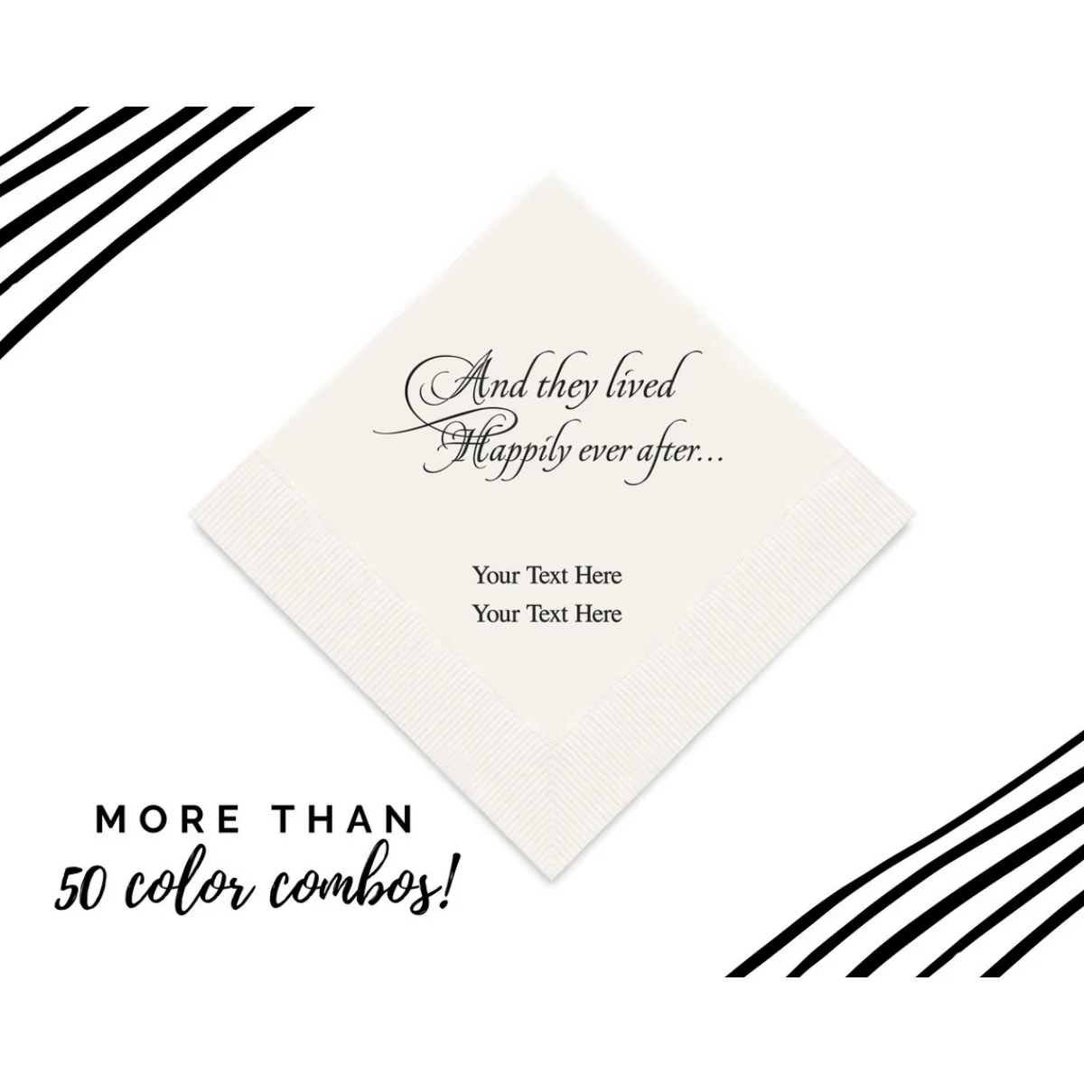 

50pcs Happily Ever After Wedding Napkins - 50 Cocktail Custom Printed Napkins - Wedding Napkins - Fairy Tale Wedding - Engagemen