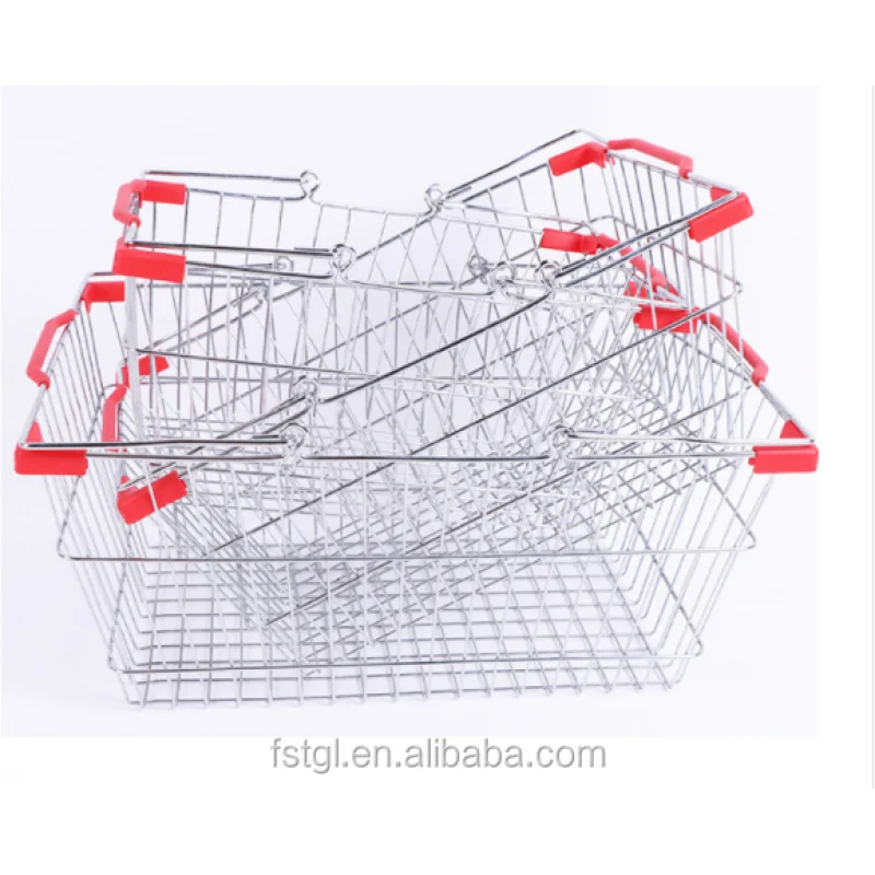 (customized)Shopping center galvanized mesh shopping basket with handle plastic basket shopping