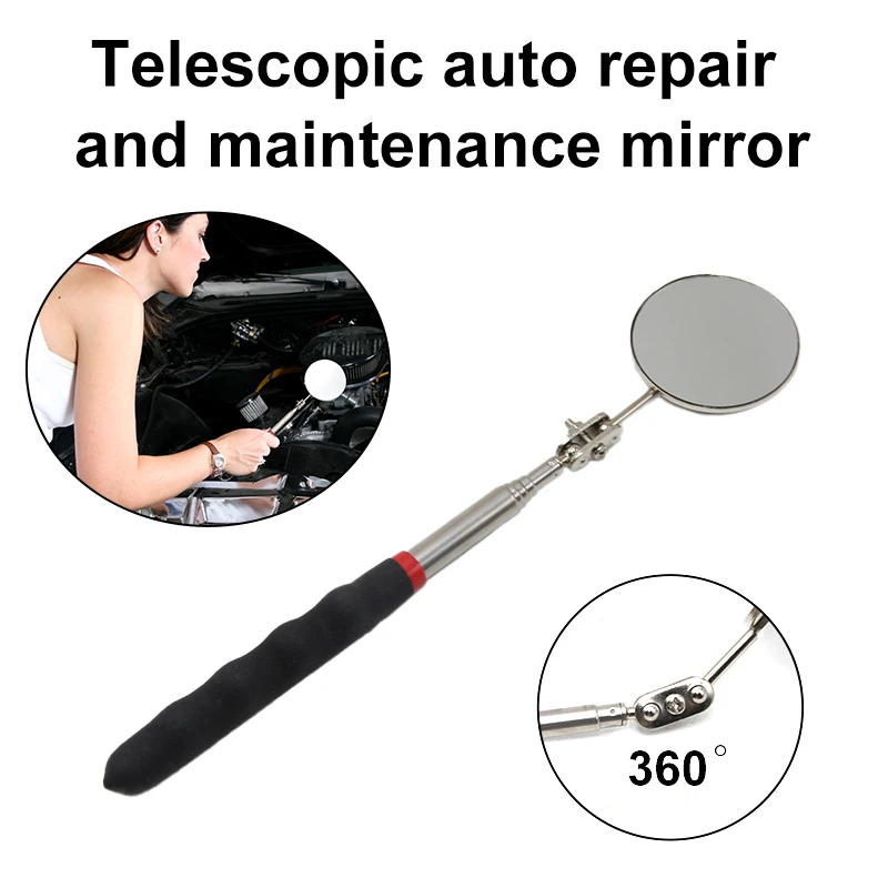 50mm Detection Folding Mirror 360° Rotating Reflector Universal Auto Repair Tool Accessory Telescopic Bottom Inspection Mirrors