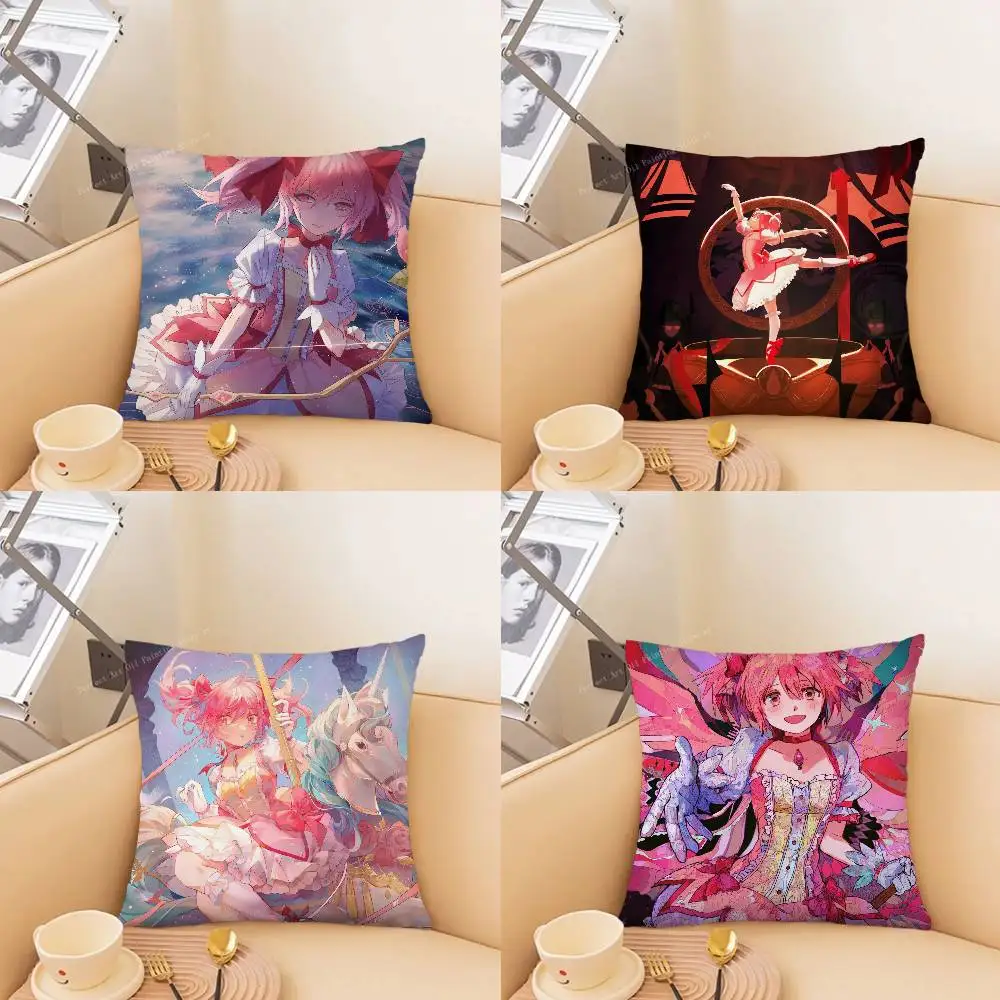 Animated Cartoon M-Madoka Pillow Case Fashion Square Pillowcase Bedroom Sofa Room Ins Decoration Leisure