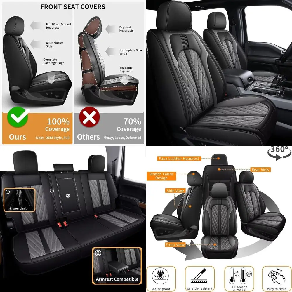 

Чехлы на сиденья Ford Ranger: полный комплект Custom Fit 2019 2020 2021 2022 2023 2024 2025 Ford Ranger Дышащее водонепроницаемое кожаное сиденье P