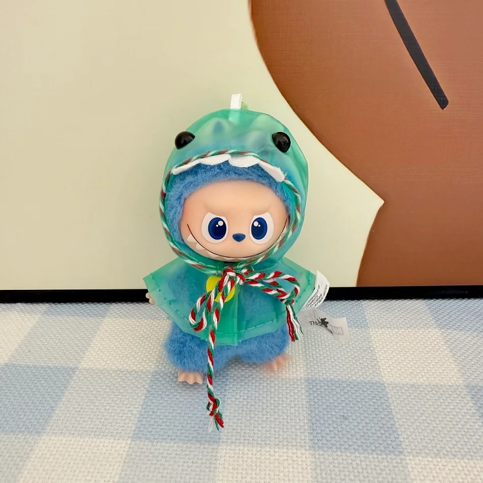 For 10CM Labubu Doll Clothes Labubu Vinyl Doll Colorful Waterproof Outdoor Raincoat Changing Doll Dress 4.0 Mini Edition