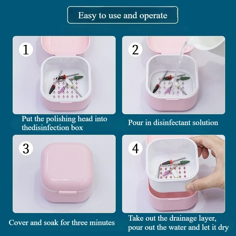 قطعة واحدة، صندوق تخزين أدوات لقم ثقب الأظافر - صندوق تمرغ وتنظيف، تصميم مجوف بطبقة مزدوجة، محترفات التجميل وعشاق التجميل